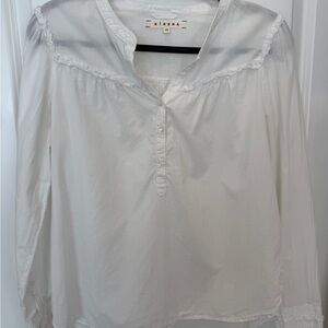 XiRENA White Ruffle-Yoke Popover Blouse